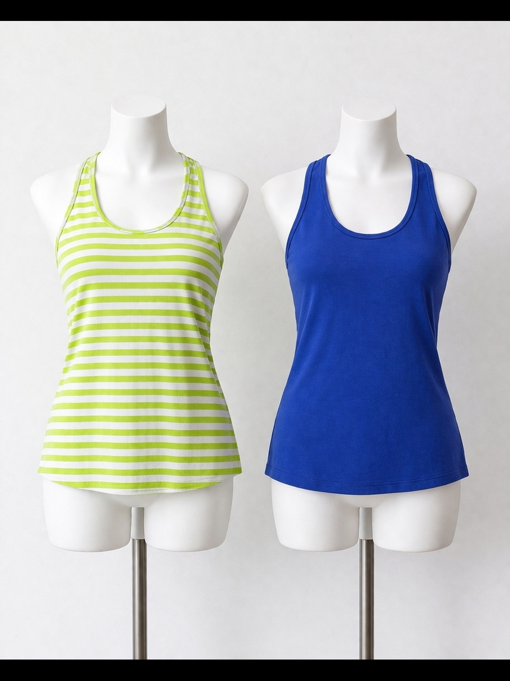 lululemon athletica Lime Stripe & Royal Blue Racerback Tank Duo